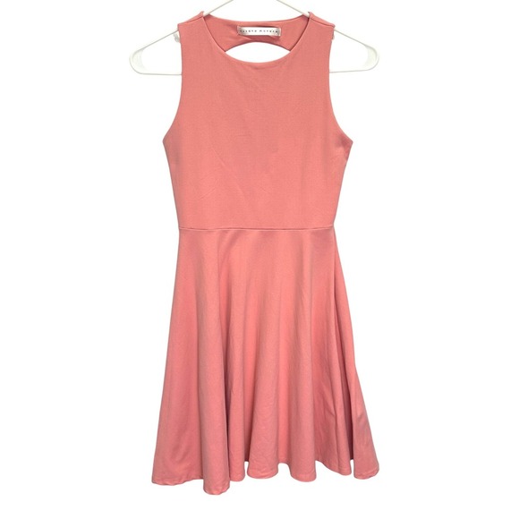 Susana Monaco Revolve Fit and Flare Skater Dress Size XS Peach Pink Cutout Back - Picture 1 of 4